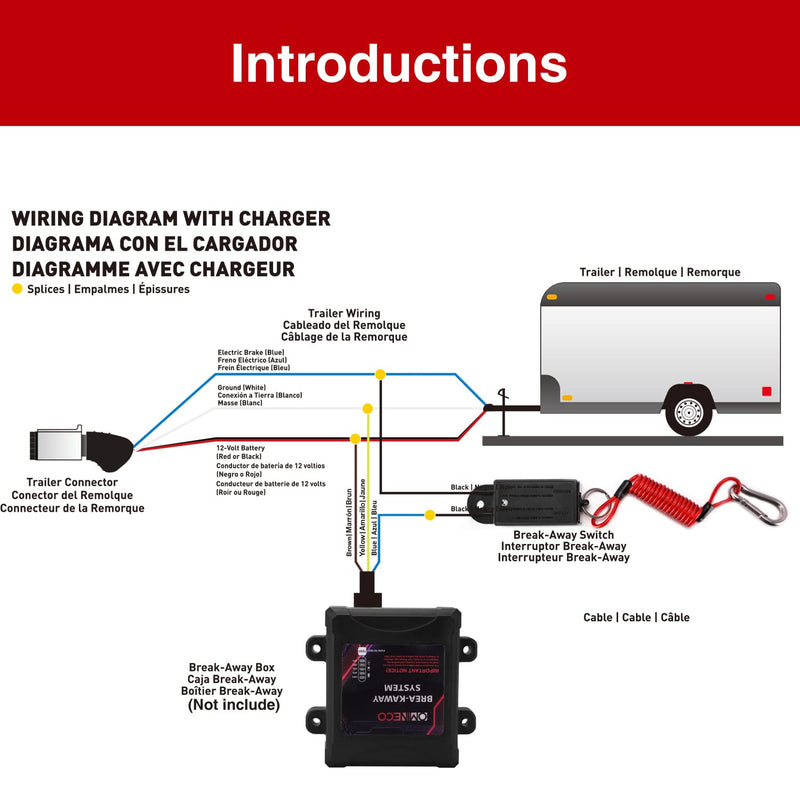 Trailer Breakaway Switch with 4 Feet Coiled Cable, Electric Brake Switch Used for RV Towing Trailer 4ft