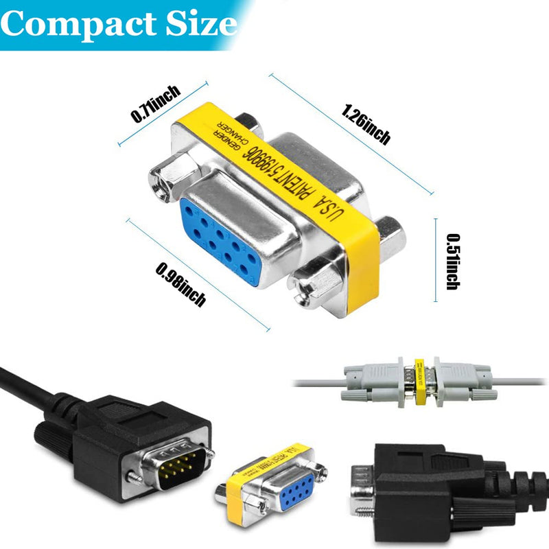6-Pack RS232 9 Pin Serial Adapter DB9 Female to Female Coupler DB9 Female to Male Connector DB9 Male to Male Mini Gender Changer 6-PACK(2M/M+2F/F+2M/F)