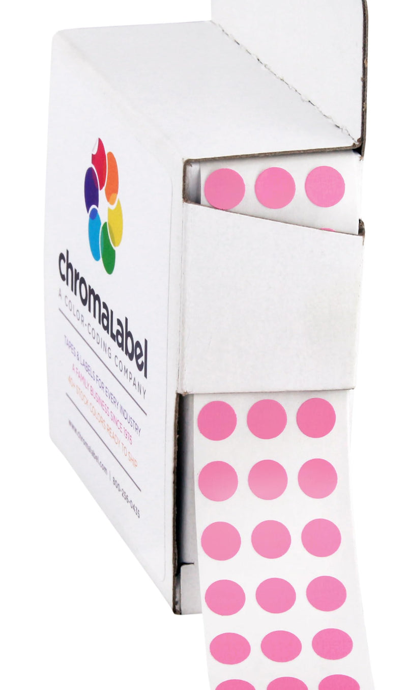 ChromaLabel 0.25 inch Rose Sticky Color Coding Dot Stickers, Ideal for Pricing, Office Supplies, Teachers, Comes with Handy Dispenser - Great for Retail, Manufacturing, Recreation