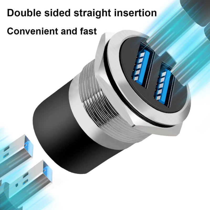 PENGLIN 5PCS Dual USB 3.0 Adapter, USB Panel Mount Bulkhead Connector, Support High-Speed Data Transfer and Charging,Compatible with Car,PC,TV,Laptop,Phone 5PCS(USB3.0)