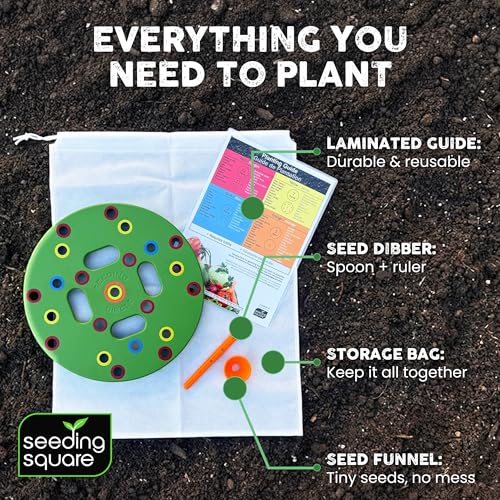 Seeding Circle + Sneaky Weeder Bundle – Circular Seed Spacing Template with Hand Weeding Tool for Container Gardening, Grow Bags & 5-Gallon Buckets