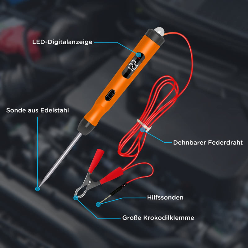 Voltage Tester Car Test Lamp Voltage Tester DC 6V 12V 24V Current Tester Digital LED Car Circuit Tester Car Circuit Test Pen