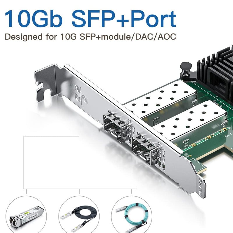 H!Fiber 10Gb SFP+ PCI-E Network Card NIC, with Intel 82599ES Chip, Dual SFP+ Ports, Compare to Intel X520-DA2 (E10G42BTDA), PCIe X8, Ethernet LAN Network Adapter Support Windows/Linux/VMware X520-10G-2S(2xSFP+)