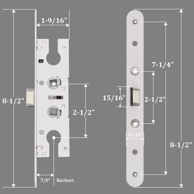 2-Point Bolt Mortise Lock Body Replacement for Pella Storm Door (Lock Mechanism Only) - White