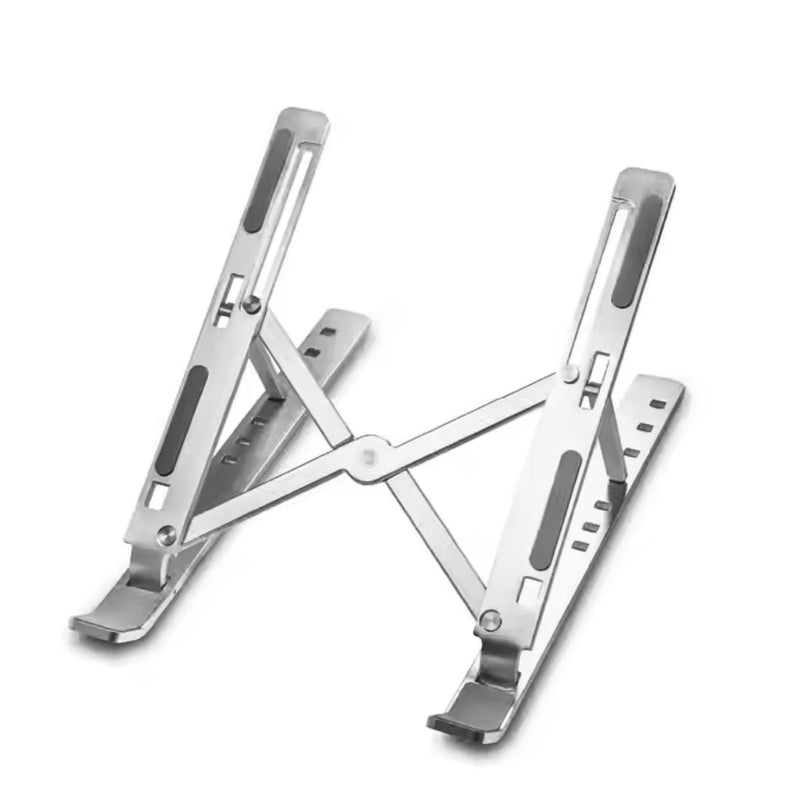 Adjustable Aluminium Laptop Stand for Desk, Ergonomic Foldable Portable Notebook Holder, Compatible with MacBook Pro/Air, Dell, HP, Asus, Lenovo, 10-15.6" Laptops (Silver) Grey Silver