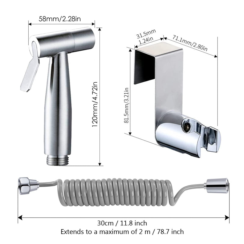 Pack of 3 Handheld Bidet Sprayer, Handheld Sprayer Stainless Steel with Water Tank Hook and Shower Hose for Feminine Wash