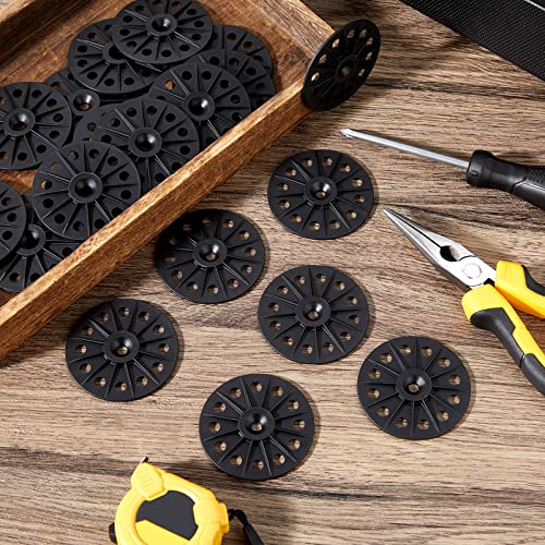 Fabbay 400 Pcs Polypropylene Washers 60 mm for Fixing Supporting Rigid Foam Insulation Panels and Sheets Load Spreading Plastic Washers Flat for Screws and Nail, Black