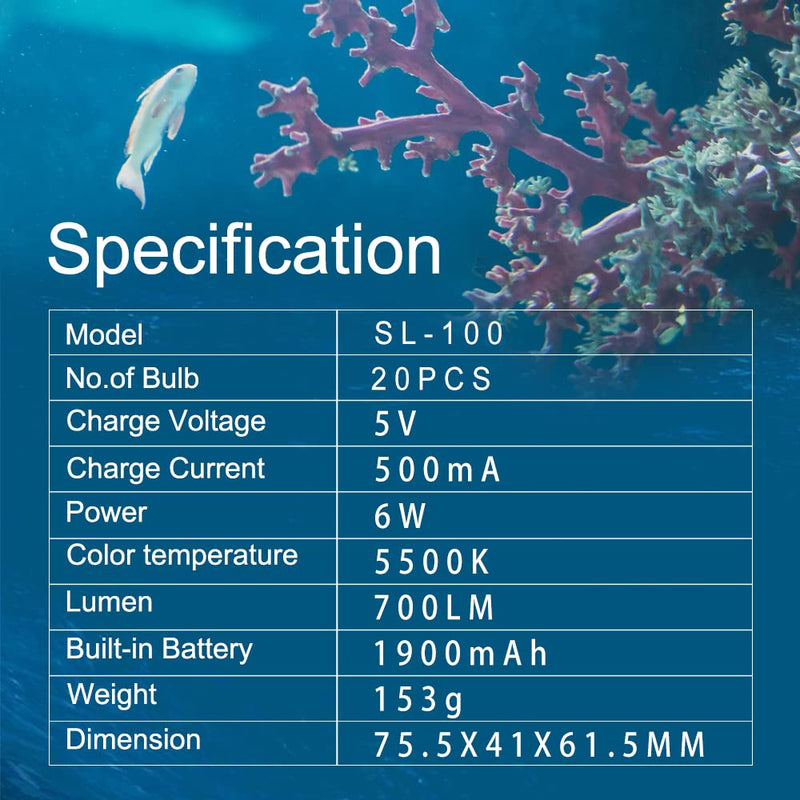 Dive Light Compatible with Gopro Light, 700LM Diving Flashlight, 4 Modes SL-100 Underwater Lights, 40m Waterproof Diving Fill Light, Underwater LED Video Light for Multiple Action Camera