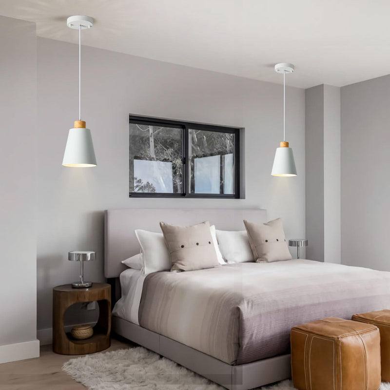 White Pendant Light Kitchen Island Wood Pendant Lighting Mini Modern Hanging Light Small Pendant Light Fixture for Dining Room,Bar,Bedroom,Adjustable Cord,5.94 inch,1 PCS White 1 PACK