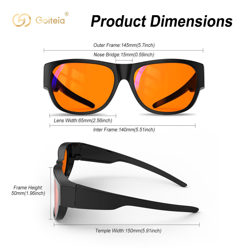 Goiteia 100% Orange Blue Light Blocking Fit over Glasses-Amber Tint Computer Gaming Glasses for Better Sleep/Eyes Strain/Light Sensitive-Ultra Light