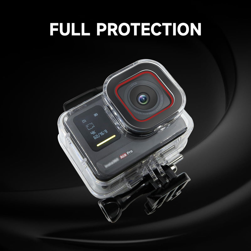 SHOOT Waterproof Housing Case for Insta 360 Ace Pro Diving Protective Underwater Shell with Quick Release Bracket & Thumbscrew Accessories