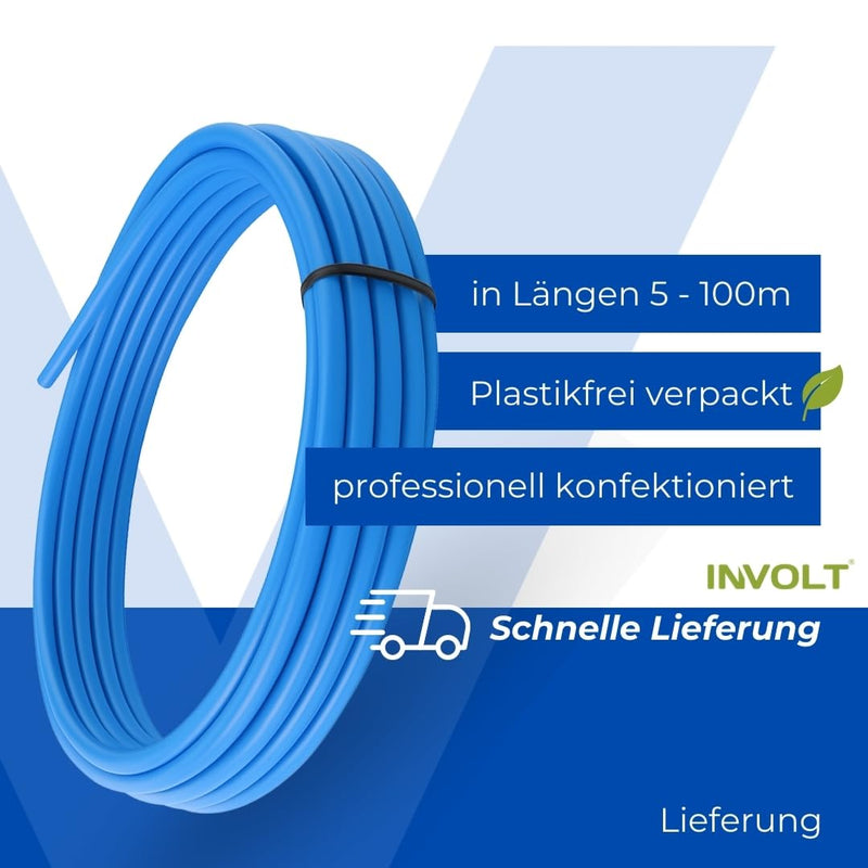 INVOLT H07V-K 10 mm² Wiring Cable Set, 60 Wire End Ferrules, Phase Tester | Single wire each 1 m blue and green-yellow + 3 m black, wiring kit for meter cabinet