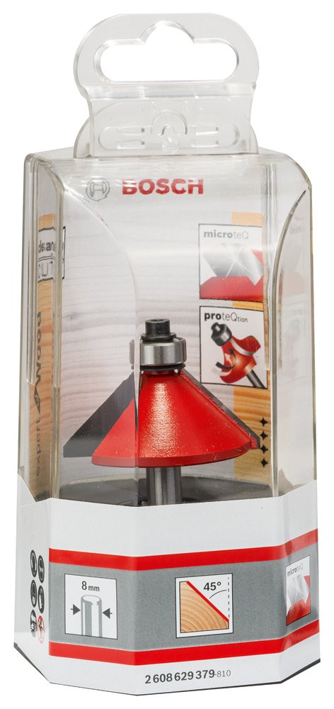 Bosch Accessories Bosch Professional chamfer cutter (for wood, shaft 8mm, Ø44mm, working length 18.5mm, total length 61mm) 5 x 8 mm black/silver/red