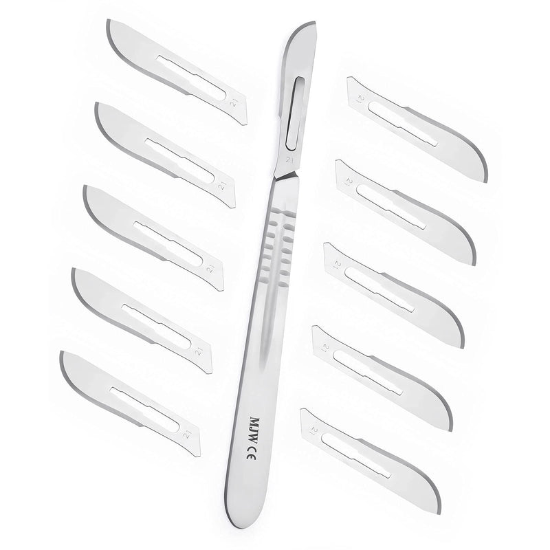 Pack of 10 scalpel blades figure 21 with carbon steel for scalpel holder No. 4 - replacement blades individually sterile packed
