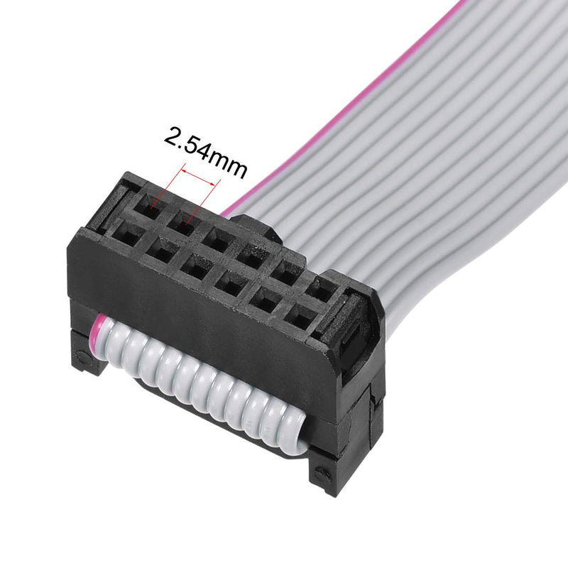 uxcell IDC Wire Flat Ribbon Cable FC/FC Connector A-type 12 Pins 2.54mm Pitch 1m Length Gray