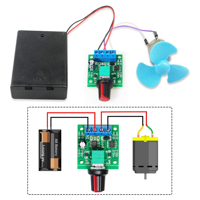 WayinTop 2pcs PWM Motor Speed Controller DC 1.8V 3V 5V 6V 12V 2A 1803BK Adjustable Speed Controller Low Voltage Control Module Controller with Button
