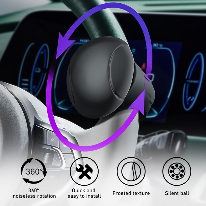 Car Steering Wheel Spinner Knob, 360 Degrees Rotation Steering Wheel Spinner, Non-Slip Power Handle Steering Wheel Spinner for Cars, Tractors, Trucks, Car Accessories