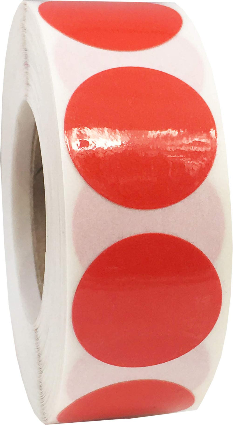 Laminated Red Color Coding Labels for Organizing Inventory 1 Inch Round Circle Dots 500 Total Adhesive Stickers On A Roll