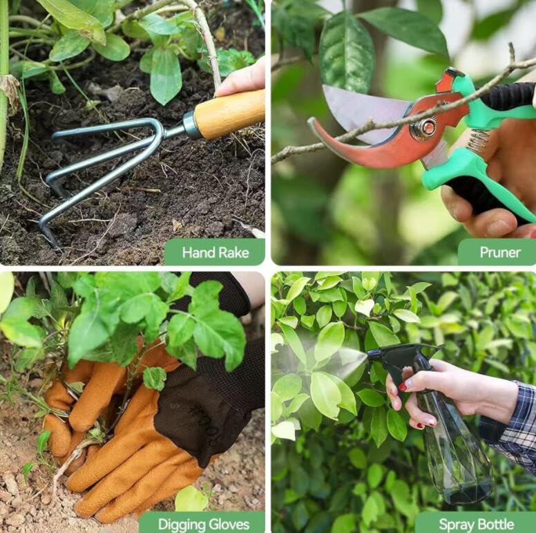 Gardening Tools 9-Piece Heavy Duty Gardening Hand Tools Durable Organizer Handbag,Rust-Proof Combination Garden Tool Set