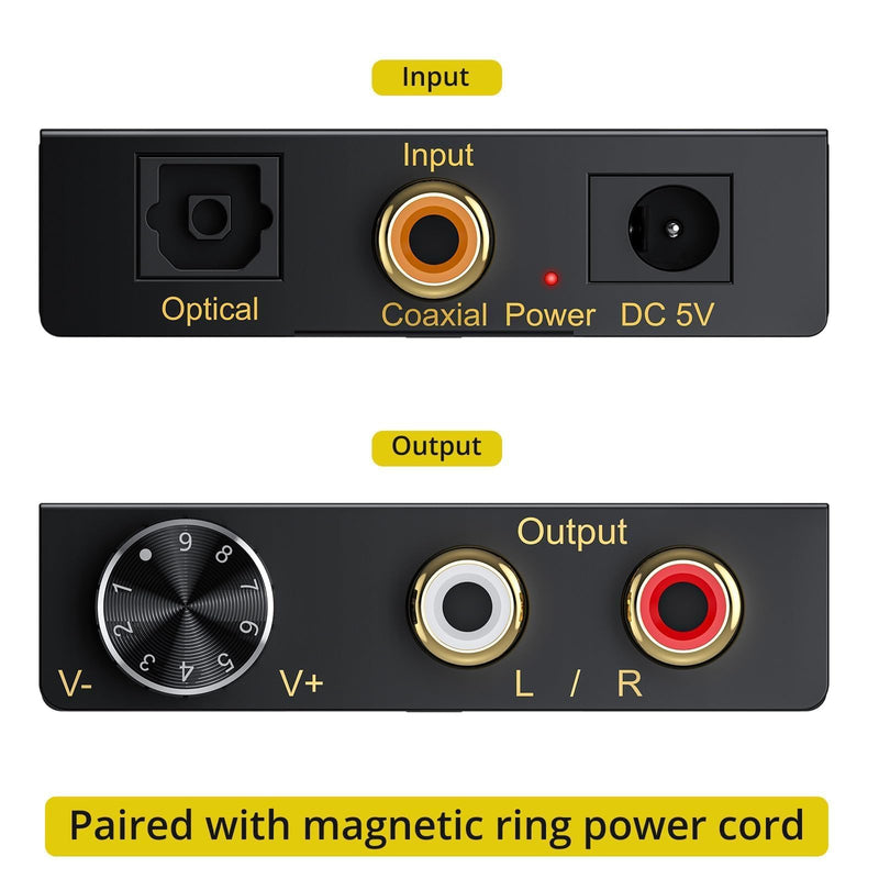 PROZOR 192Khz Digital to Analog Audio Converter with Volume Control Support 5.1CH DTS Dolly-AC3 + 192KHz Digital to Analog Audio Converter with Volume Control