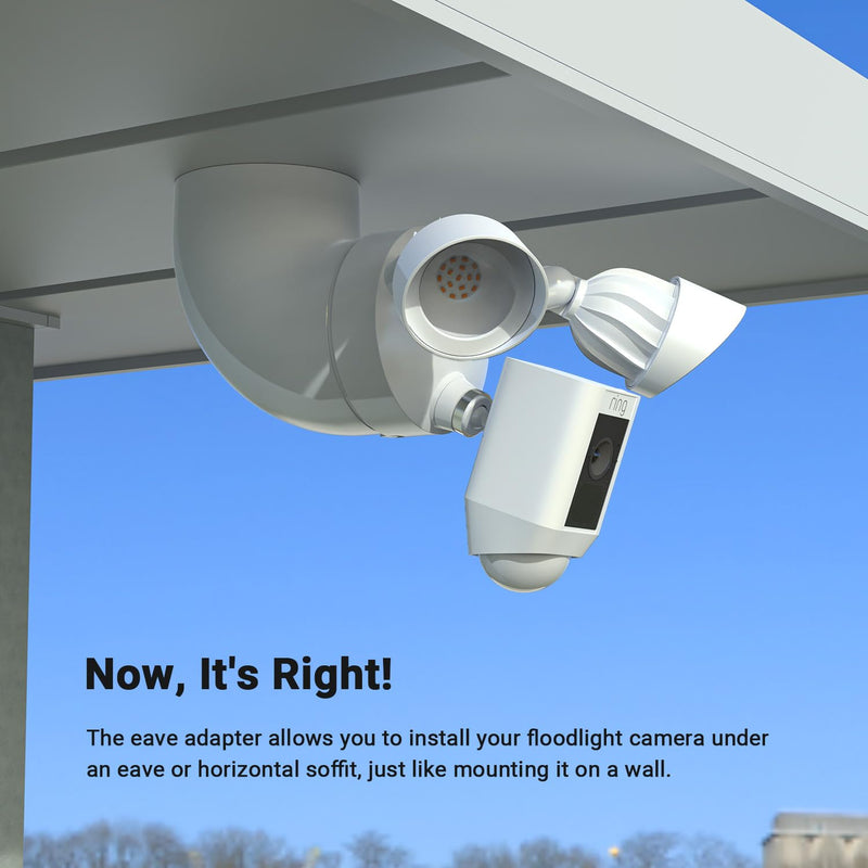Holicfun Eave Mount for Ring Floodlight Cam Wired Plus/Pro, Ring Smart Lighting Floodlight Wired, Blink Wired Floodlight Camera, Wyze Floodlight Camera v2/Pro, and Roku Floodlight Camera - White