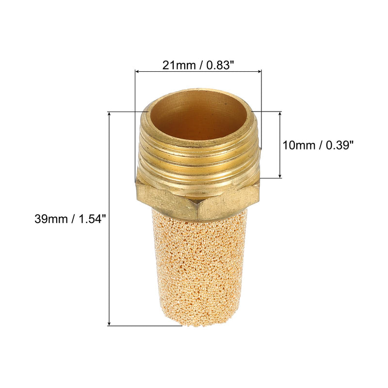 QUARKZMAN Pneumatic Silencer 1/2 Inch NPT Male Long Exhaust Silencer Solenoid Valve Brass Silencer Noise Silent Air Cylinder Accessories for Valve Set of 2 | Long Exhaust Silencer Solenoid Valve Brass Silencer Noise Silent Air Cylinder Accessories