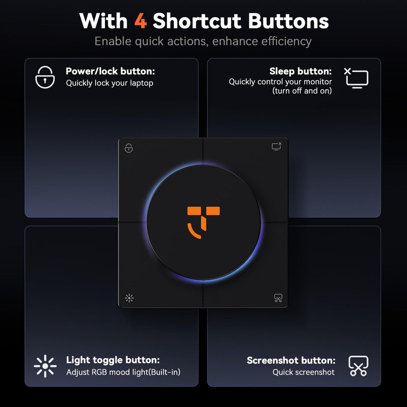 TobenONE 10-in-1 Shortcut-Key Docking Station with 4 Shortcut Button and Volume Knob, USB C Dock with 4K@60Hz HDMI, 100W PD, 3 USB, Ethernet, Audio, SD/microSD for MacBook, Windows, Chrome, Mac mini 10 in 1 Ultra