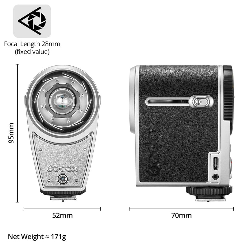GODOX Lux Cadet Retro Camera Flash, GN10 with 7 Levels Flash Power,CCT 6200K±300K with S1/S2 Optical Control for Sony, for Fuji, for Canon, for Nikon, for Olympus Camera