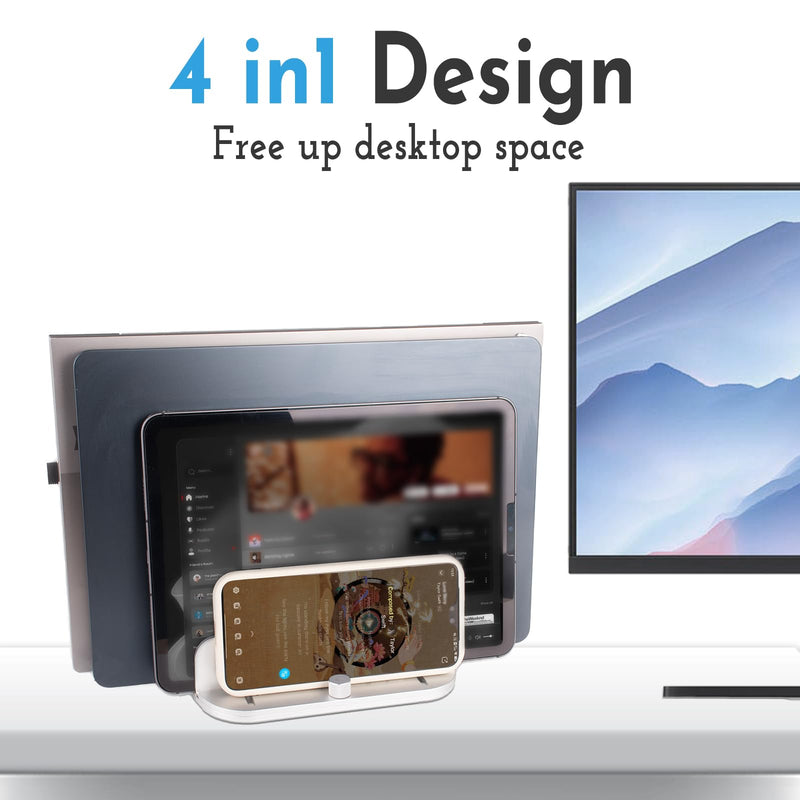 Vertical Laptop Stand for Desk Double 2 Slots Laptop Stand Holder Adjustable for All MacBook/Chromebook/Surface/Dell/Ipad