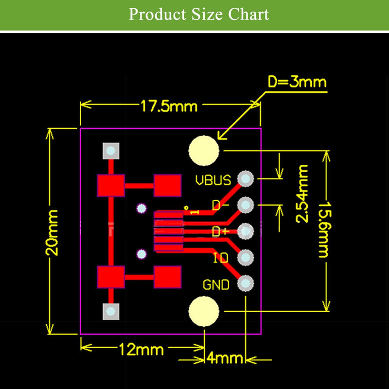 Walfront 10 pieces USB breakout board, USB to DIP adapter 2.54 mm USB socket USB type A breakout board, 4 pins pin board mini USB breakout board