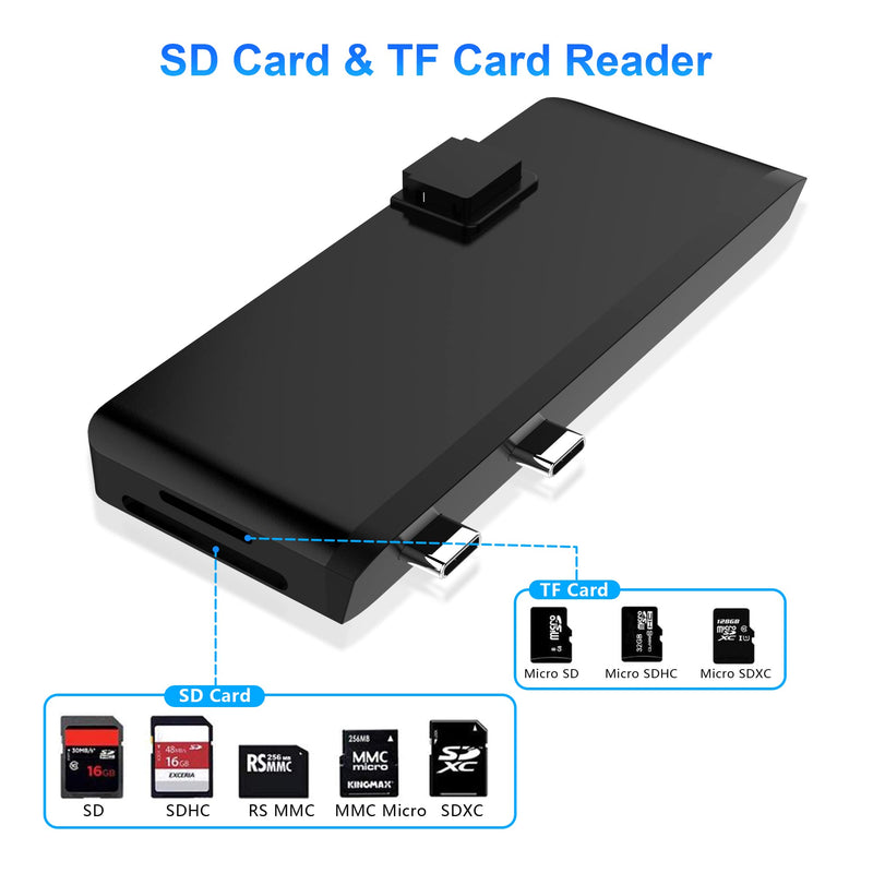 Surface Pro 9 Docking Station,Surface Pro 9 10 11 Hub Adapter with 100 Mbps LAN, 4K HDMI,100W USB-C (Display+Data+PD Charging),USB 3.0,3.5mm Audio,SD/TF Card Reader for Microsoft Surface Pro 11/10/9 Surface Pro 10/9/X Hub with 100 Mbps LAN(Black)