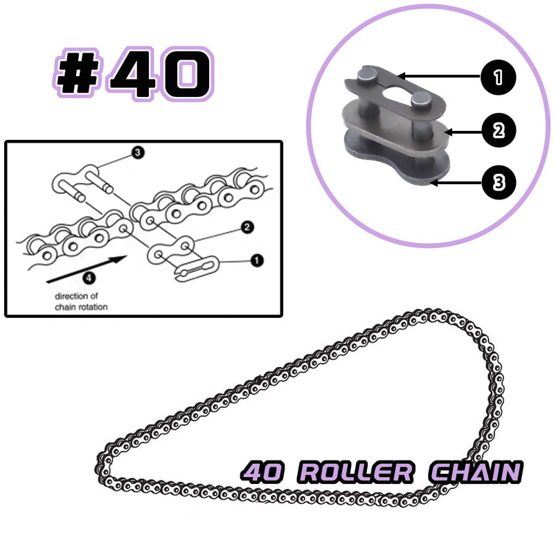 #40 Chain Master Links, Carbon Steel Heavy Duty Roller Chain Connector Links for Bike Bicycle Mini Bike Karting Pit ATV Scooter 8pcs CQSPMOTO #40