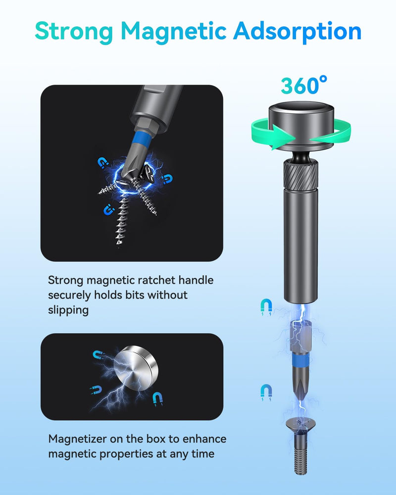 SOONAN Ratchet Screwdriver Set : 74 in 1 magnetic Screwdriver sets, S2 Steel Bits, DIY Combination Flexible Shaft, Suitable for Furniture Assembly, Precision Electrical Appliance Repair, Bicycle Tools 74 in 1 Black