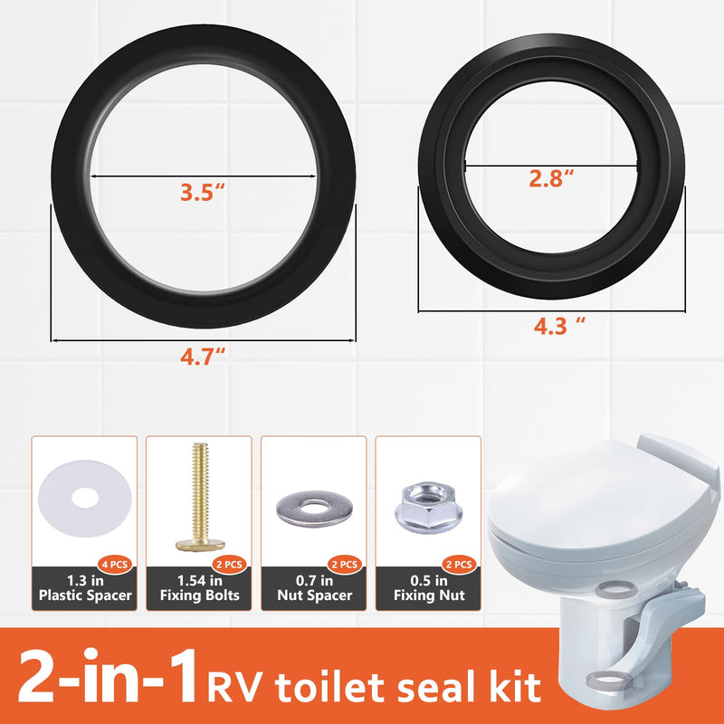 RV Toilet Seal Kit for Replacement Thetfords RV Toilet Parts- Ball Seal 34120 & Mounting Hardware Kit, Compatible with Aqua Magic Style Plus, Style II and Residence 2-in-1 Set