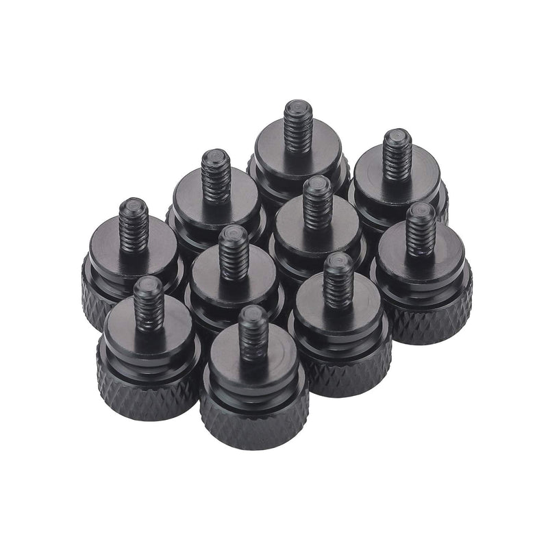 6#-32 Anodized Aluminum Thumbscrews, Computer Case Thumbscrews, Thumb Screws, Black, 10 PCS