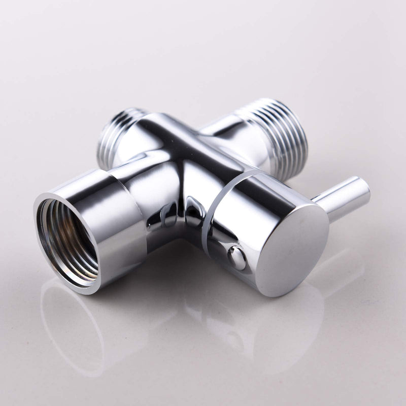 Ciencia Metal T-adapter with Shut-off T Valve, 7/8 or 15/16 and G1/2 3-way Water Tee Connector,for Handheld Toilet Bidet Spray Bathroom,Chrome, DSF006