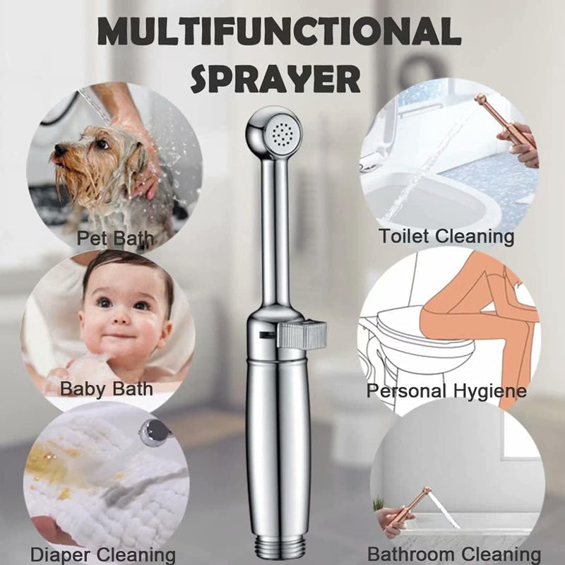 SonTiy Handheld Bidet Sprayer for Toilet, Cloth Diaper Sprayer Set Hand Held Bidet Jet Spray for Toilet with Backflow Preventer, Adjustable Water Pressure Control, Brass 7.2" Hand Bidet Wand, Chrome ‎Polished Chrome