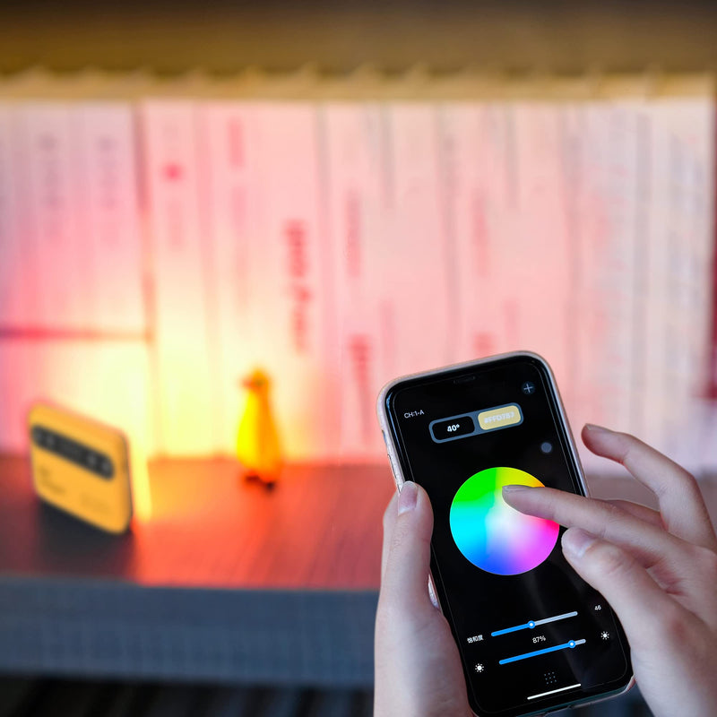 S05 RGB Photography Lighting, APP Control Portable Led Lighting Panel, on Camera led Light for Photography Video Picture Vlog Version II ( APP remotel)-Yellow