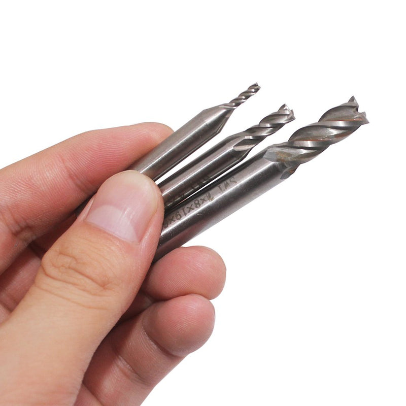 Afunta Drill Bits/End Mill with 4 Flutes 2-12mm (0.08-0.47") High Speed Steel Straight Shank Tool Set for Wood Aluminum Steel Titanium CNC Milling 10pcs