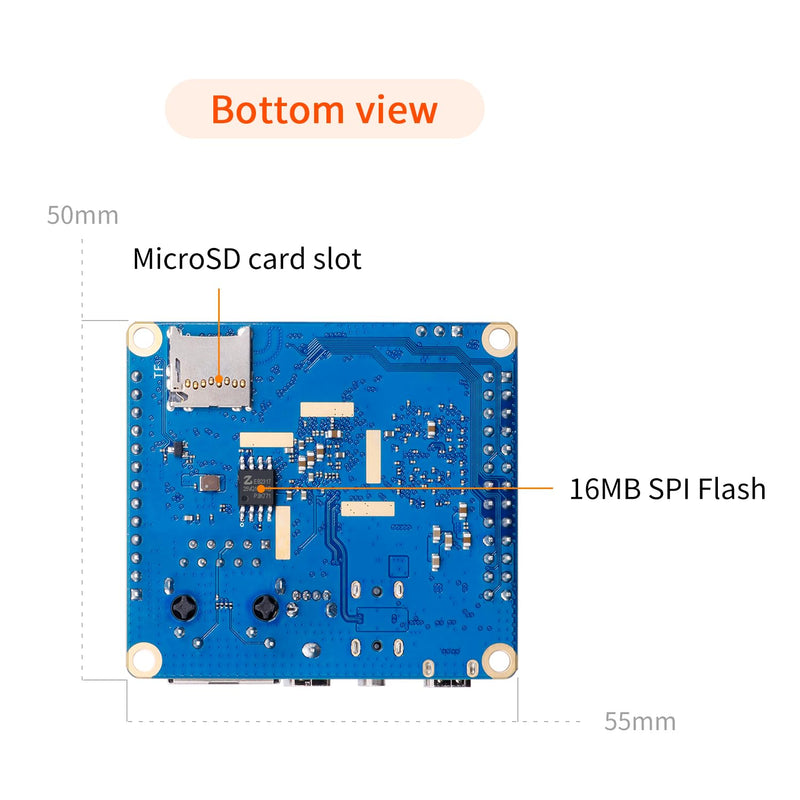 Orange Pi Zero 3 2GB LPDDR4 Allwinner H618 Quad-Core 64 Bit Single Board Computer with 16MB SPI Flash,Support WiFi and BT5.0, Development Board Computer Run Android 12 TV/Ubuntu(Zero3 2G+Power Supply) 2GB+Power Supply