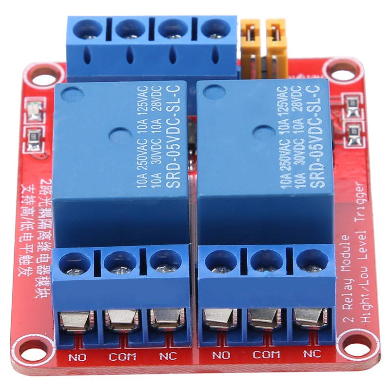 2 Channel Relay Module with Optocoupler, DC Relay Module Relay Relay Module Expansion Board High and Low Trigger with LED Warning Lamp for Special Sensor Shield (5V) 5V