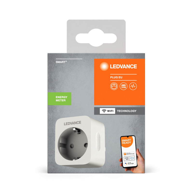 LEDVANCE wifi socket, WiFi electricity meter for socket for the SMART Home. Compatible and controllable with Google, Alexa or via app, 2.4GHz, pack of 1 indoor latest model