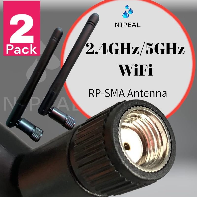 (2-Pack) Dual Band WiFi 2.4GHz 5GHz 5.8GHz 3dBi MIMO RP-SMA Male Antenna for WiFi Router Wireless Network Card USB Adapter- Security IP Camera Video Surveillance Monitor