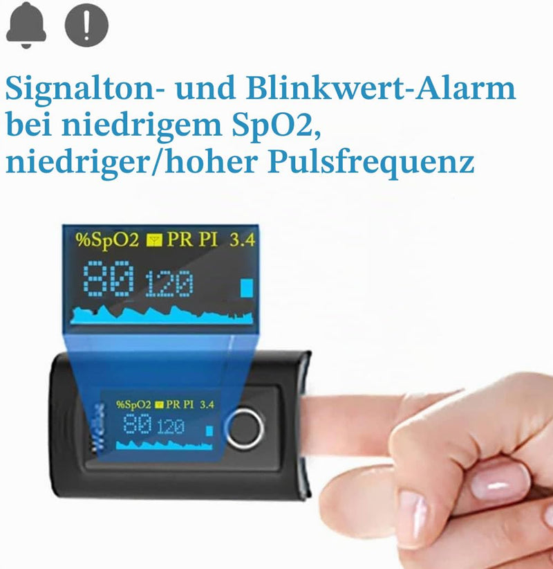 ViATOM Pulse Oximeter Oxygen Saturation Meter Finger with Alarm Blood Oxygen Meter Finger for Sp-O2 and Heart Rate Monitor Carry Bag & Lanyard