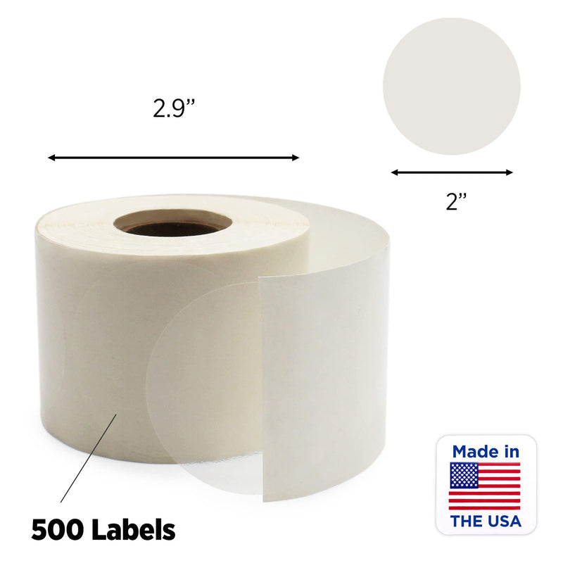 ChromaLabel 2 Inch Clear Round Wafer Seals, 500 per Roll