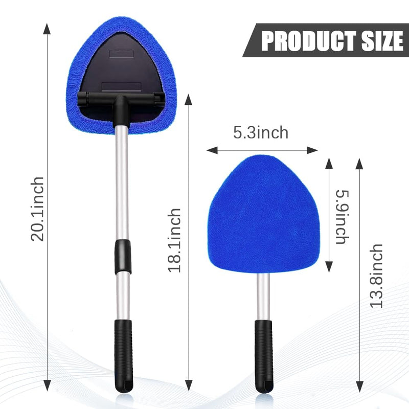 Windshield Inside Cleaner 6PCS,Car Windshield Cleaning Tool,Inside Windshield Cleaner Tool,Car Window Cleaner with Extendable Handle,Car Clean Kit(Blue Triangle) Blue-Triangle One Size