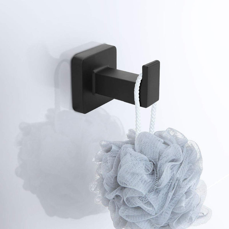 Matte Black Bathroom Hardware Set 4 Pieces,Towel Bar Set Includes 17In Hand Towel Bar, Towel Ring, Robe Towel Hooks,Toilet Paper Holder, Bathroom Towel Rack Set Matte Black