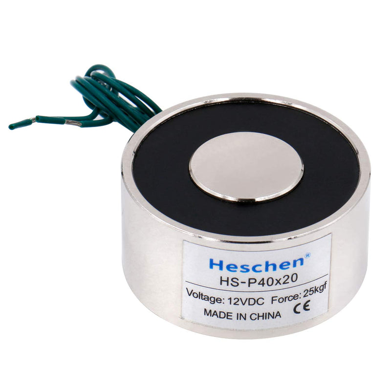 Heschen electromagnet magnet P40/20, outer diameter: 40 mm, DC 12 V, 25 kg