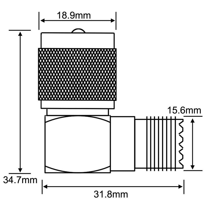 Boobrie UHF Connector Right Angle Coax Connector UHF Male Plug PL259 to UHF Female Jack SO239 90 Degree L Shape Low Loss Coax Cable Connector RF Antenna Adapter Pack of 2