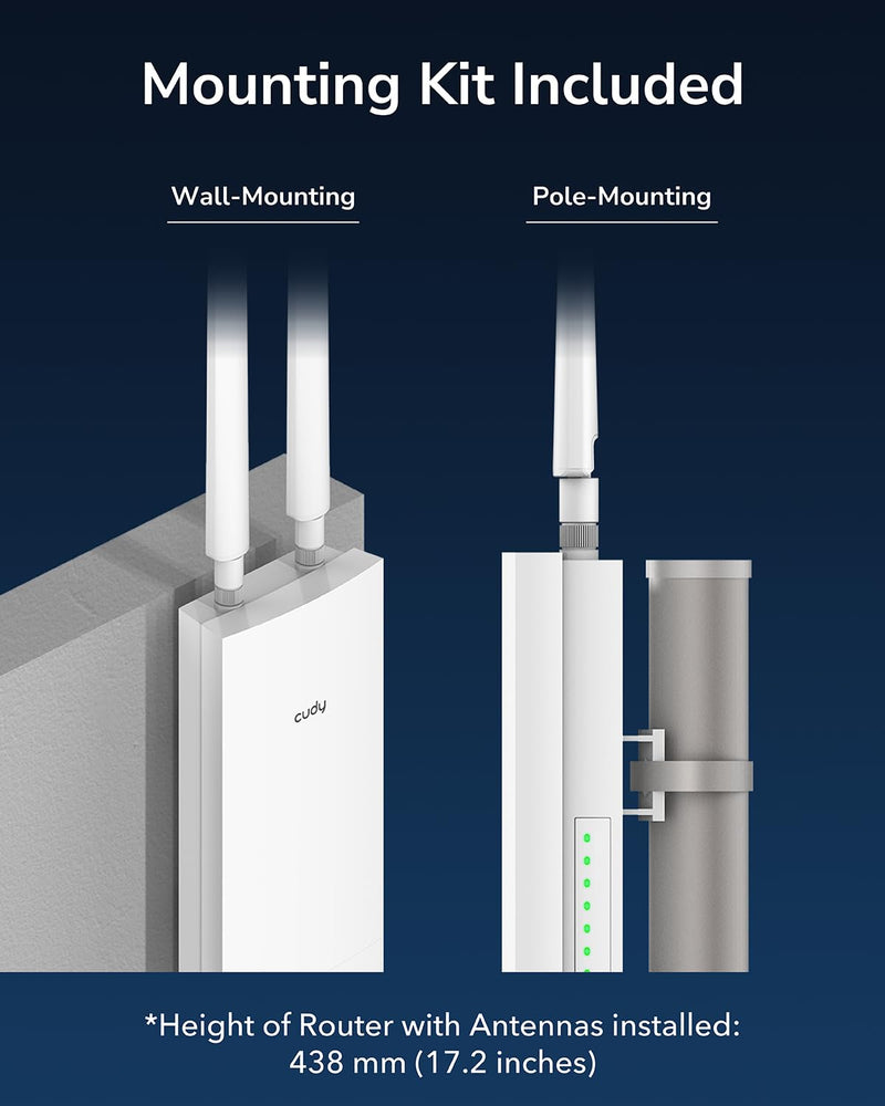 Cudy RE1200 Outdoor AC1200 WiFi5 Outdoor Fast Access Point Mesh, IP65 Waterproof MU-MIMO Support RE Mode, PoE Powered, Business WiFi Solution